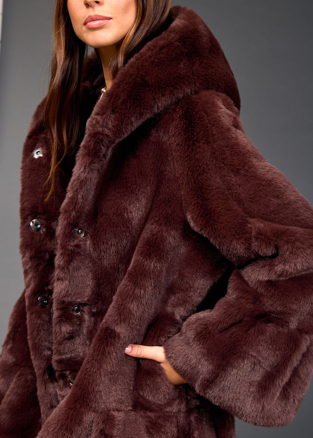 LINA FAUX FUR HOODED JACKET