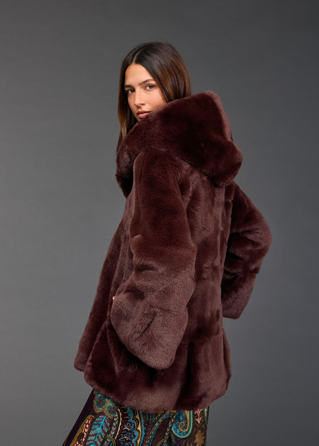 LINA FAUX FUR HOODED JACKET