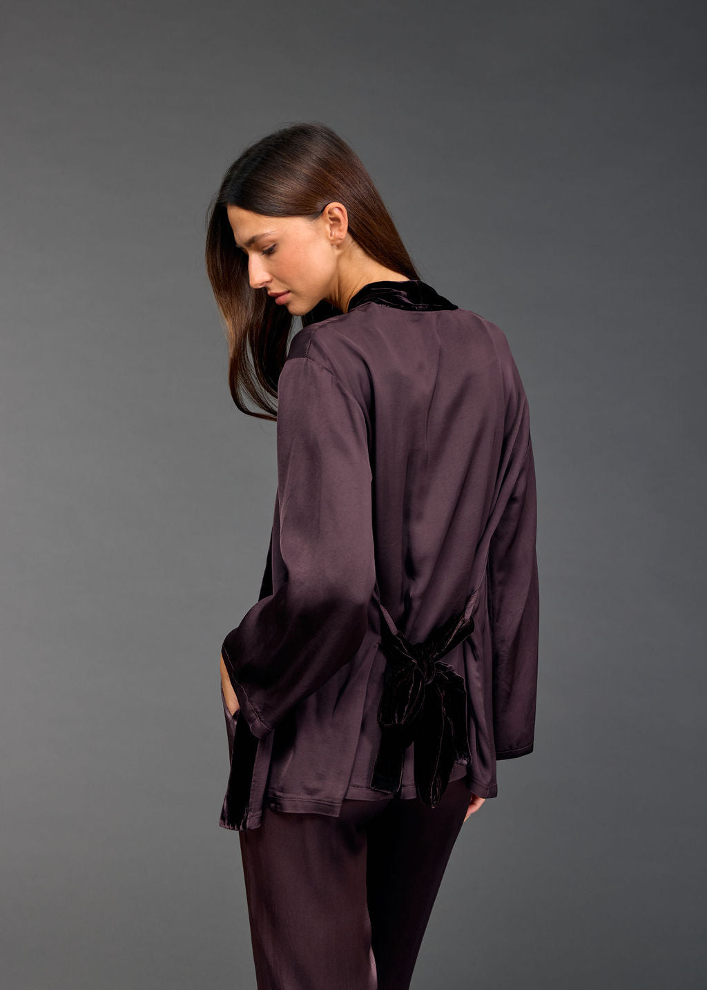 VESTE KIMONO BI-MATIÈRE AMBRE