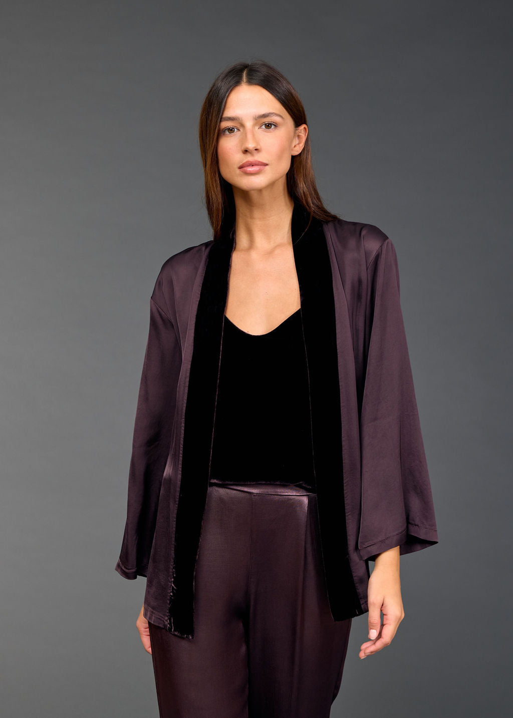 AMBER TWO-MATERIAL KIMONO JACKET