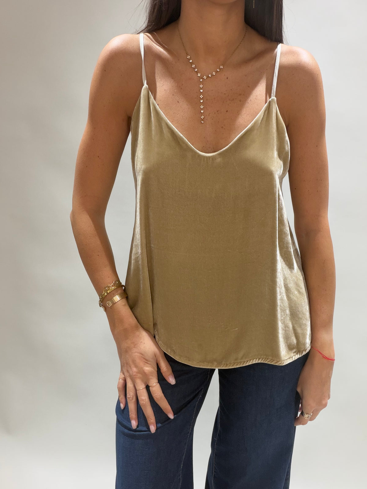 TOP EN VELOURS VISCOSE/SOIE BELLA CREME