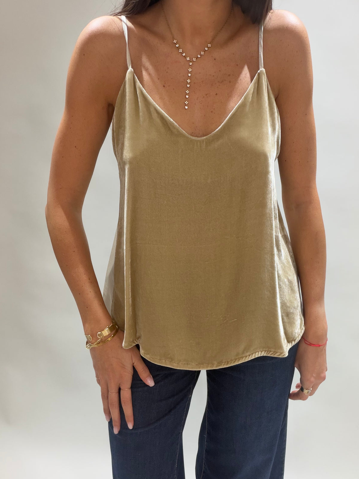 TOP EN VELOURS VISCOSE/SOIE BELLA CREME