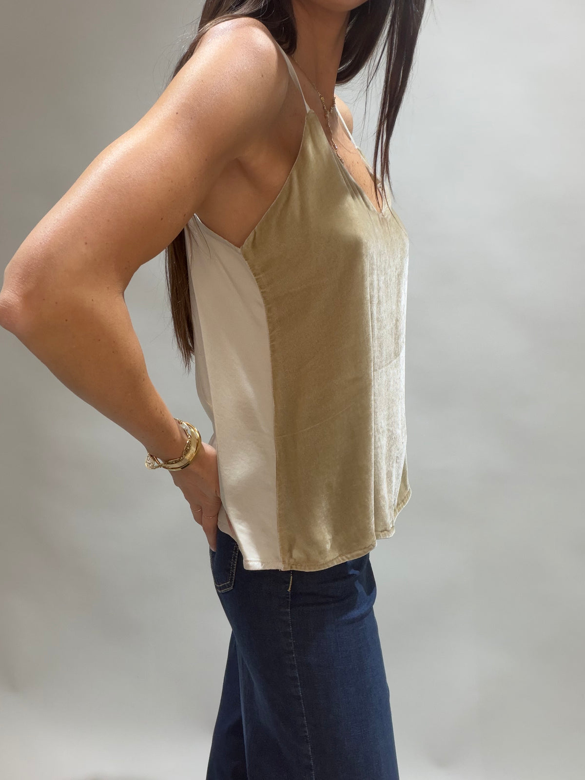 TOP EN VELOURS VISCOSE/SOIE BELLA CREME