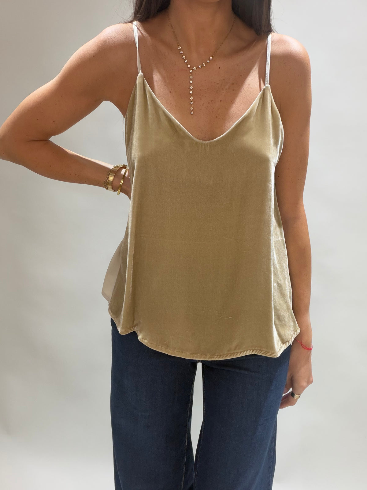TOP EN VELOURS VISCOSE/SOIE BELLA CREME