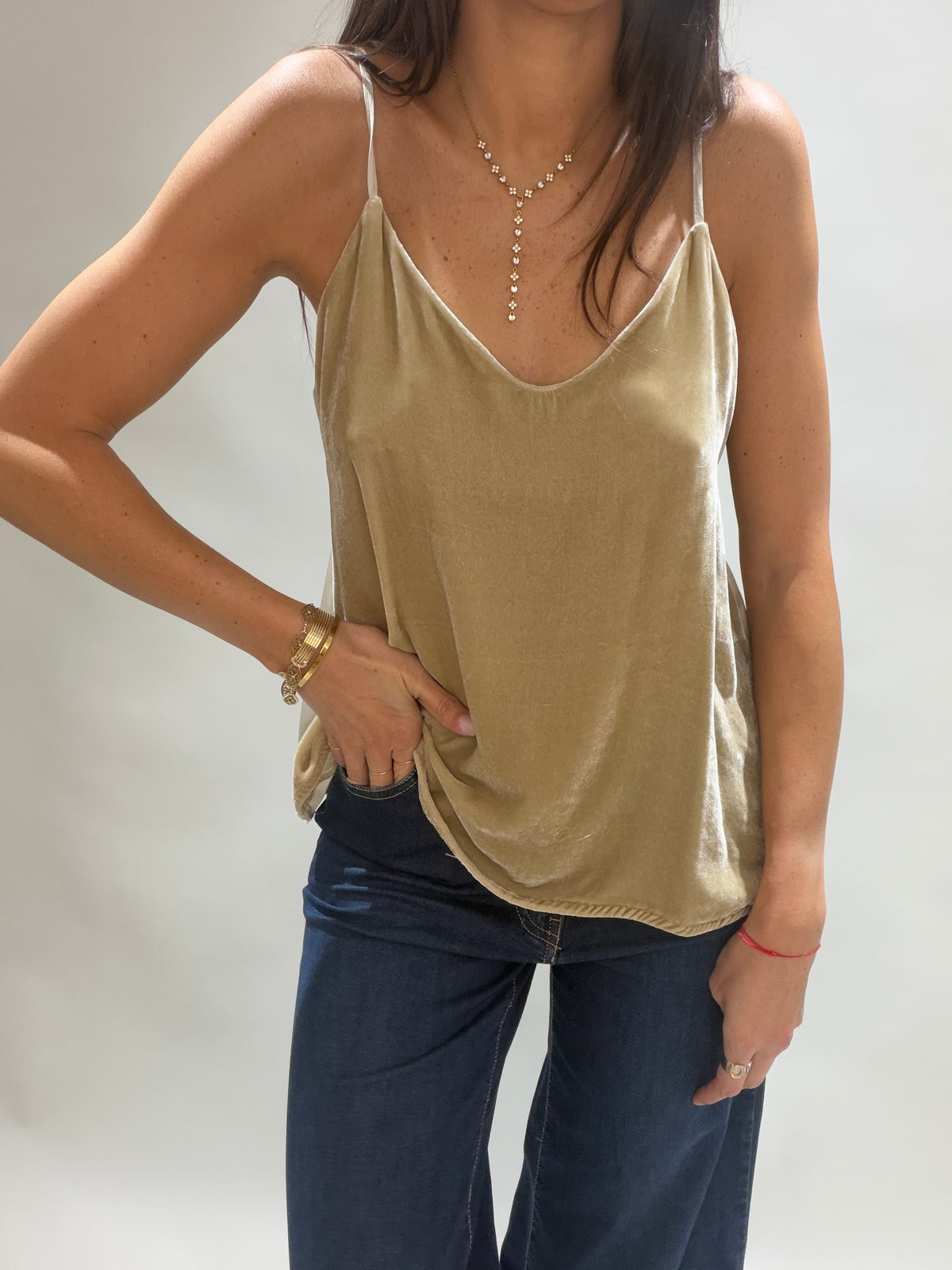TOP EN VELOURS VISCOSE/SOIE BELLA CREME