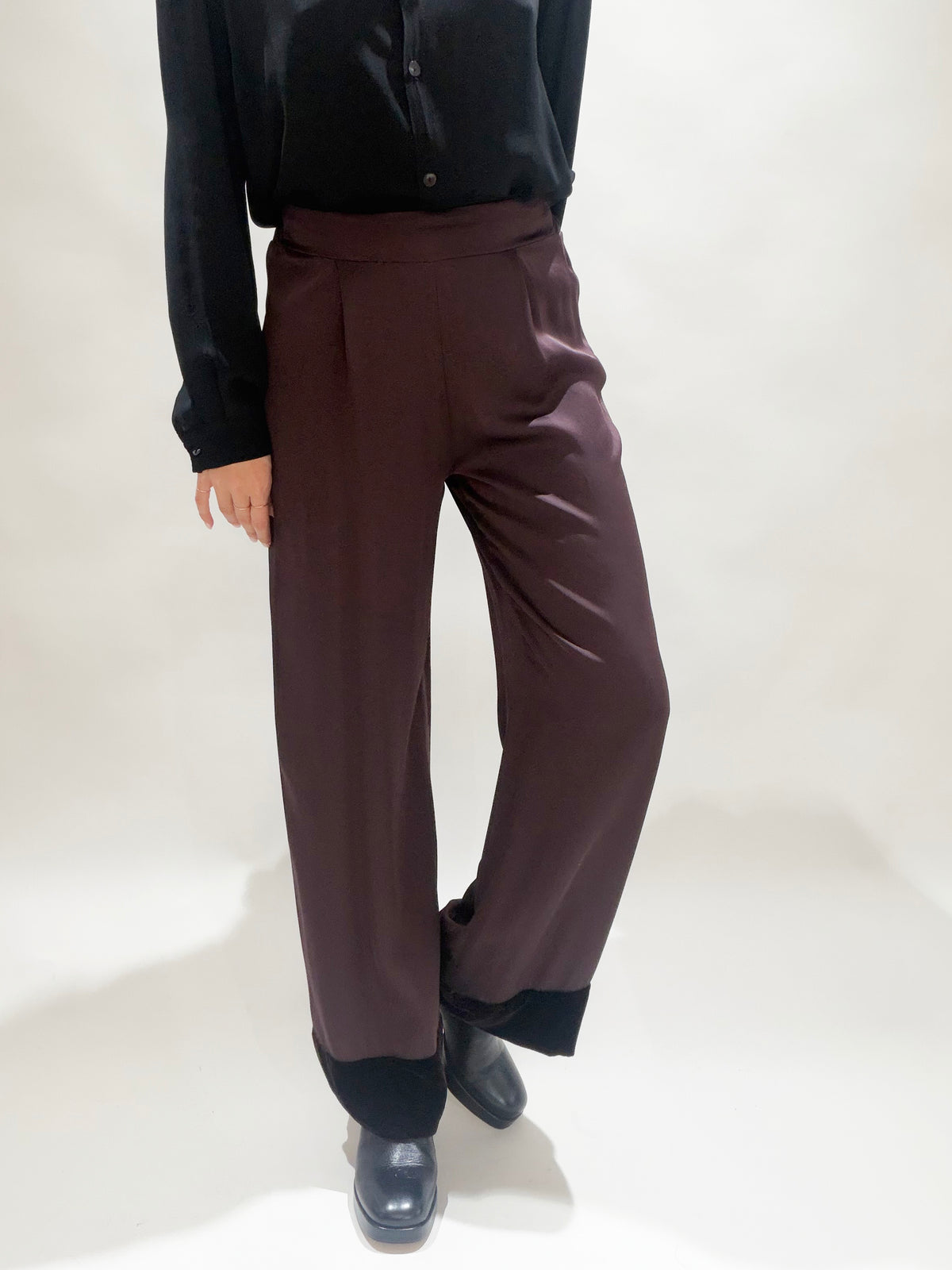 PANTALON BI-MATIÈRE SHADOW RAISIN