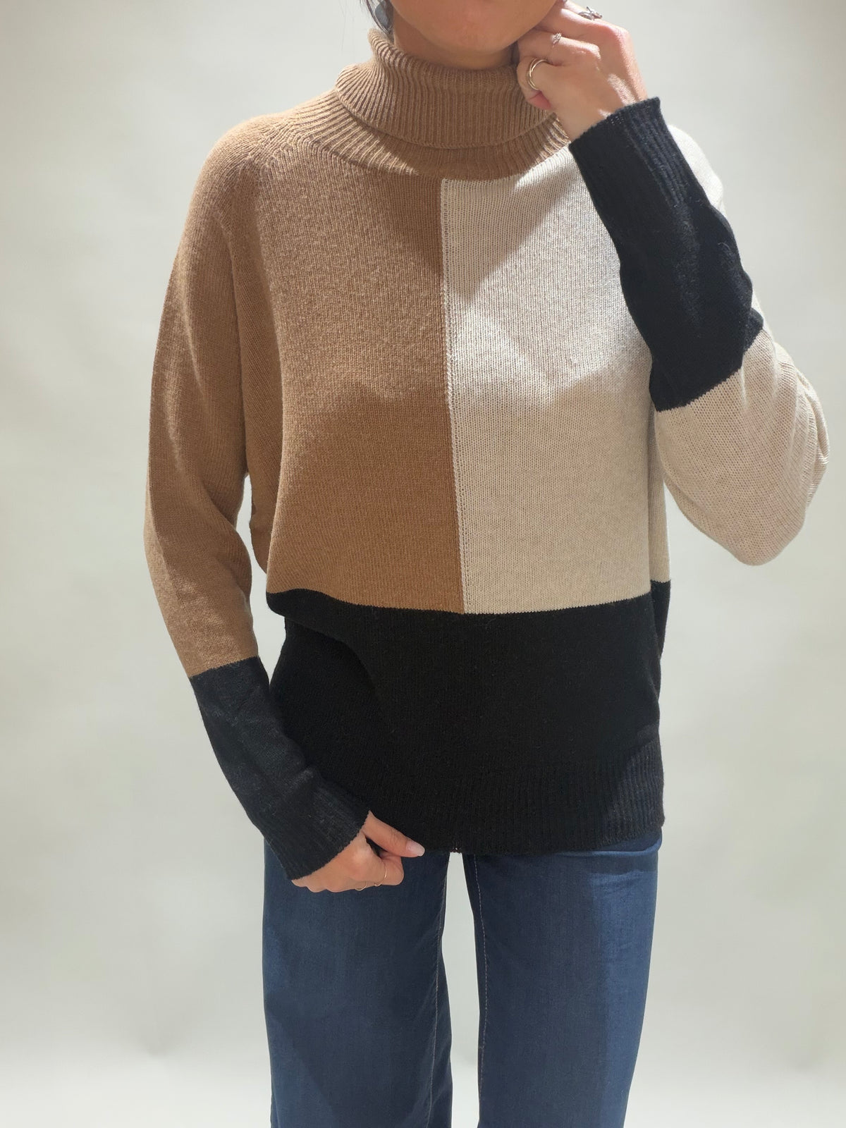 PULL COL ROULÉ JACQUARD MOSTA CAMEL