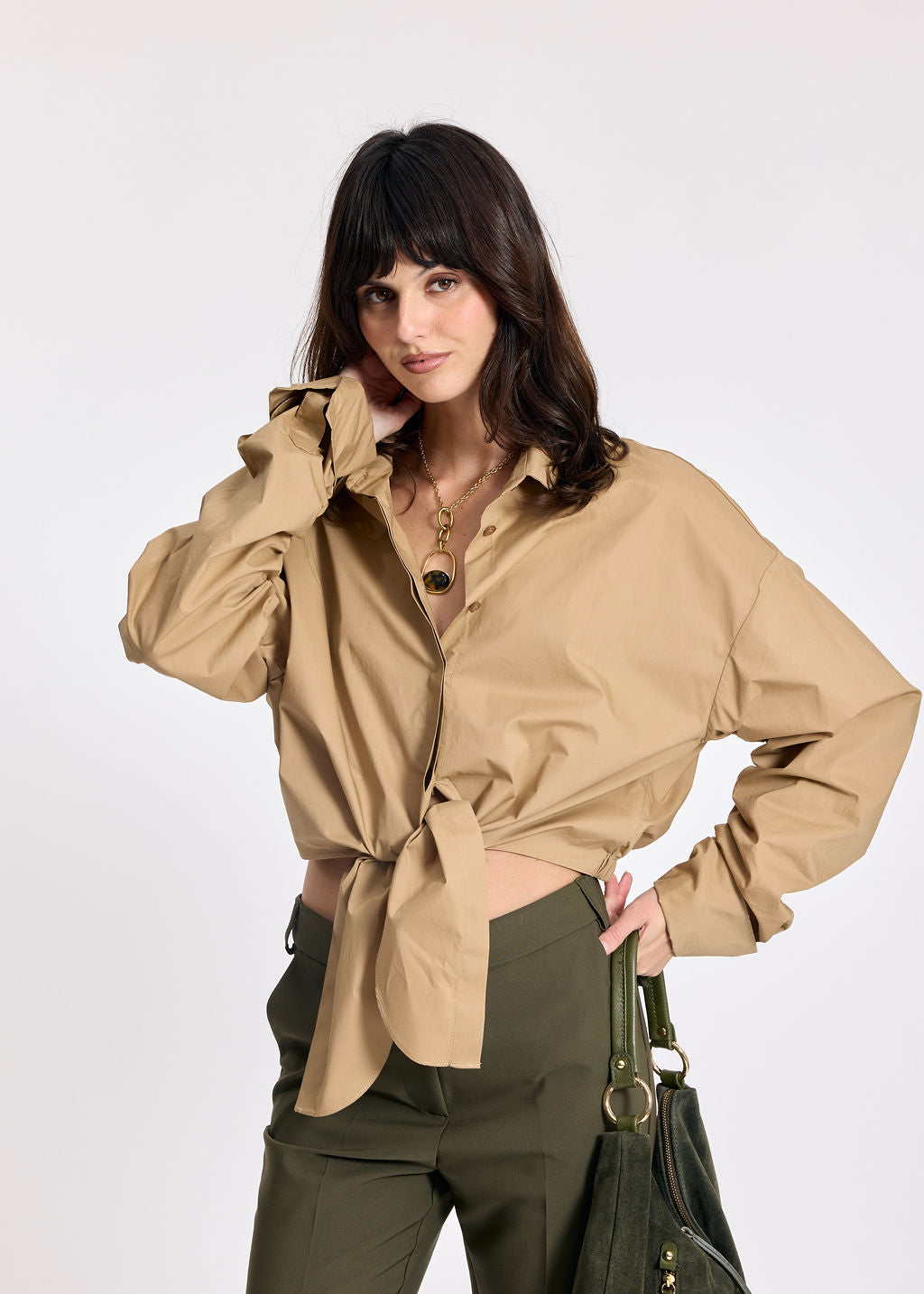 ADELE CAMEL POPLIN SHIRT