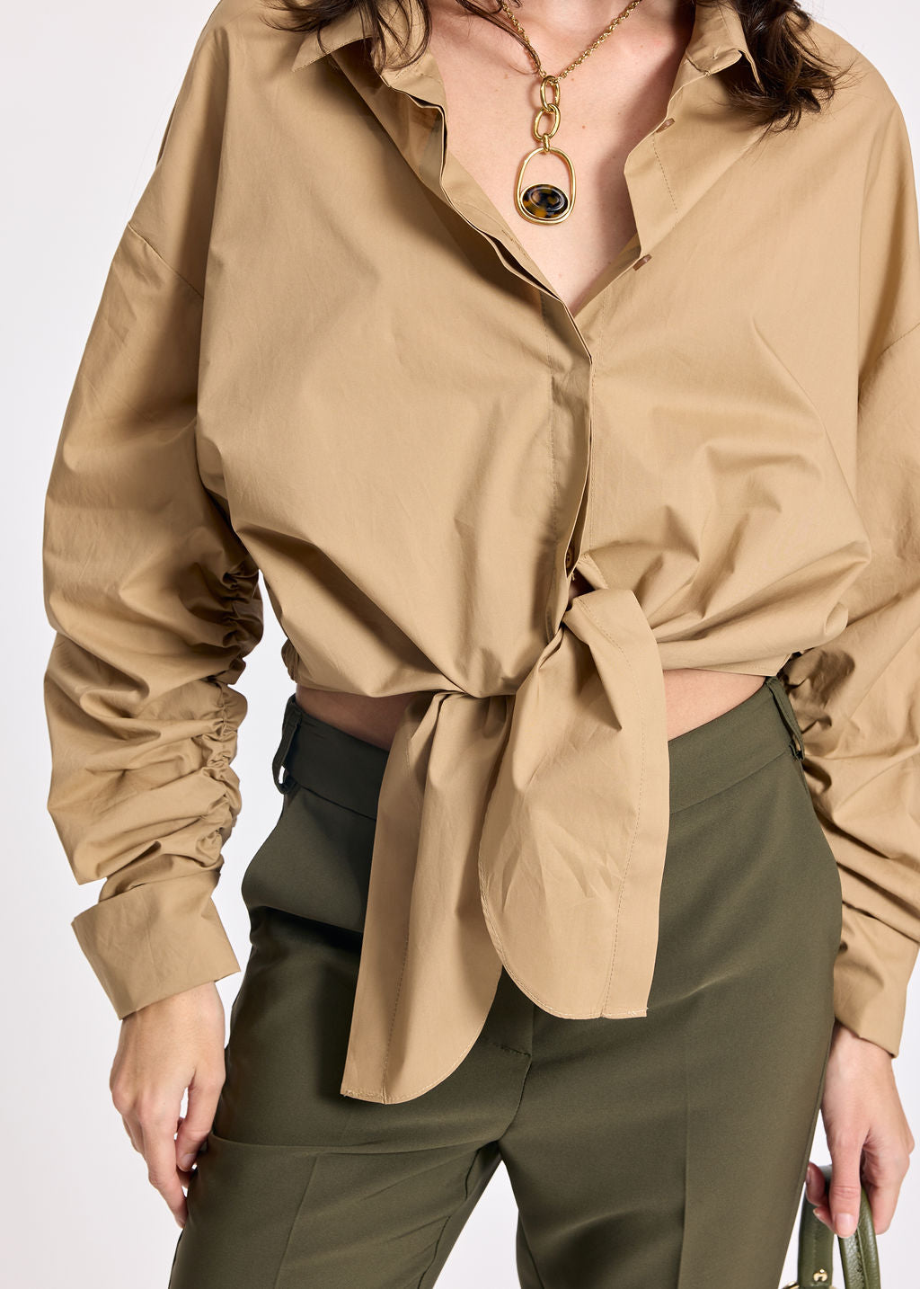 ADELE CAMEL POPLIN SHIRT