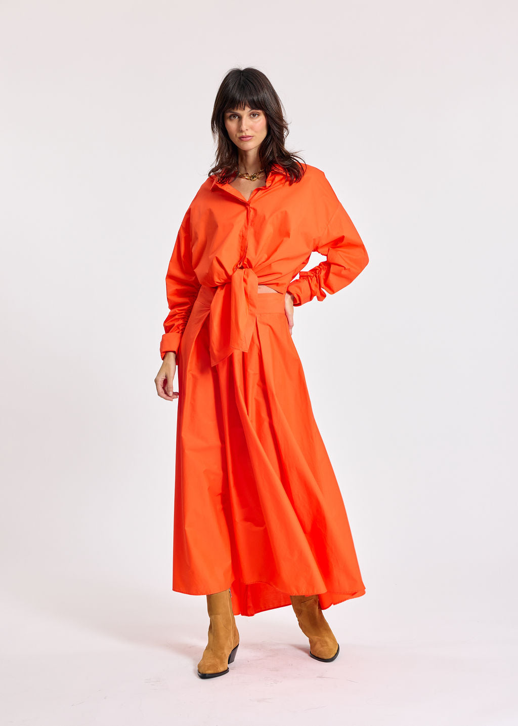 ADELE ORANGE POPLIN SHIRT