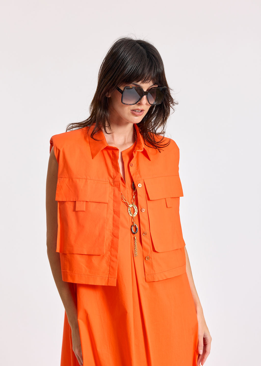 SAKI ORANGE SHORT POPLIN JACKET