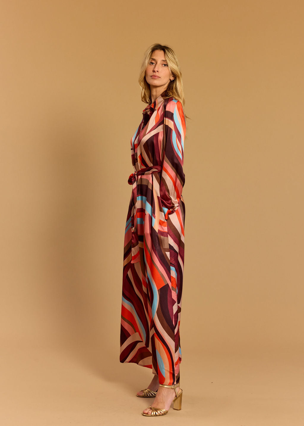 ROBE LONGUE CHEMISIER KIMI CORAL