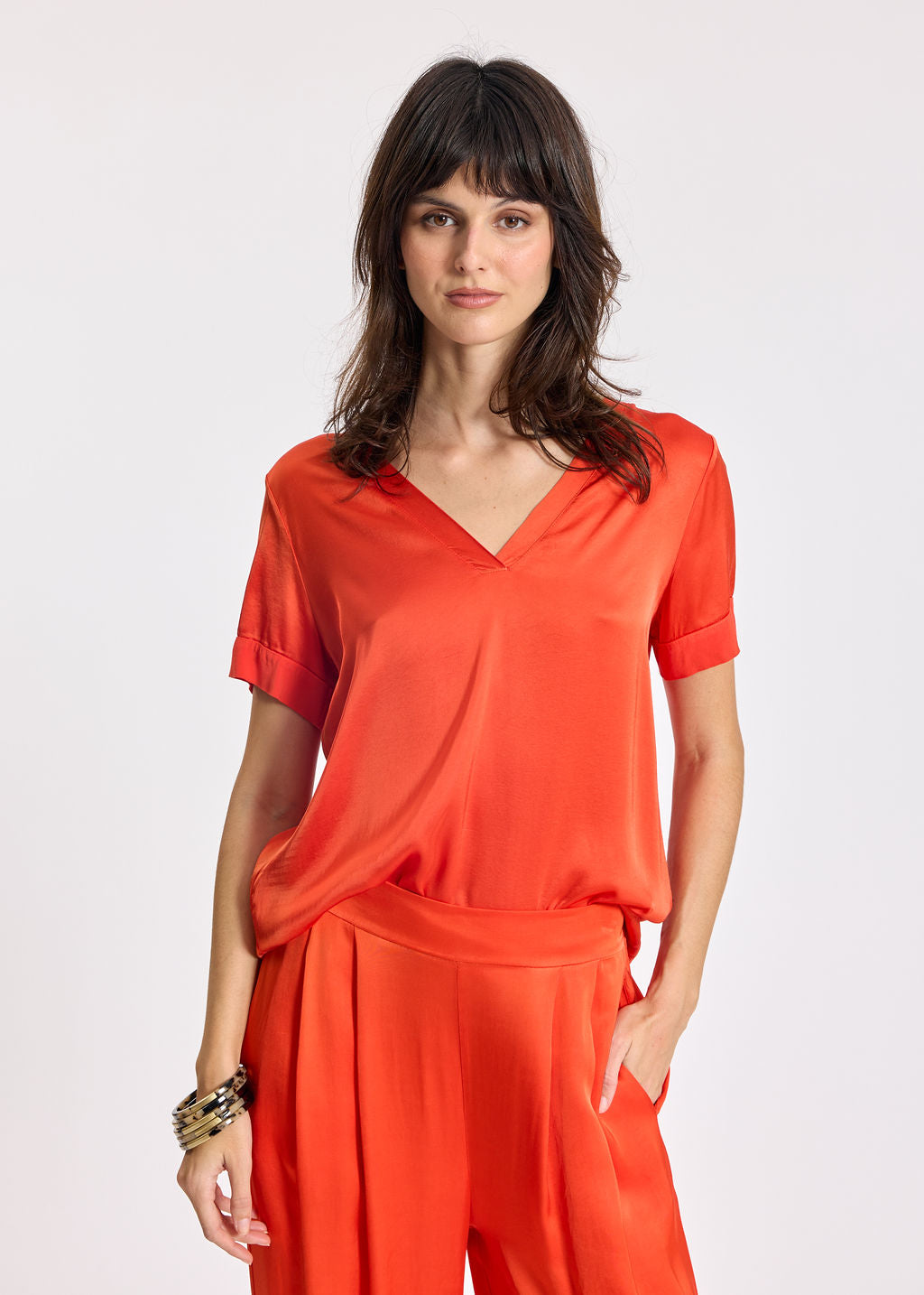 SARO ORANGE VISCOSE T-SHIRT