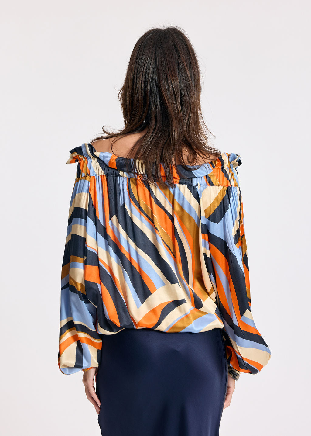 TAMARA BLUE ELASTICATED SHOULDER SHIRT