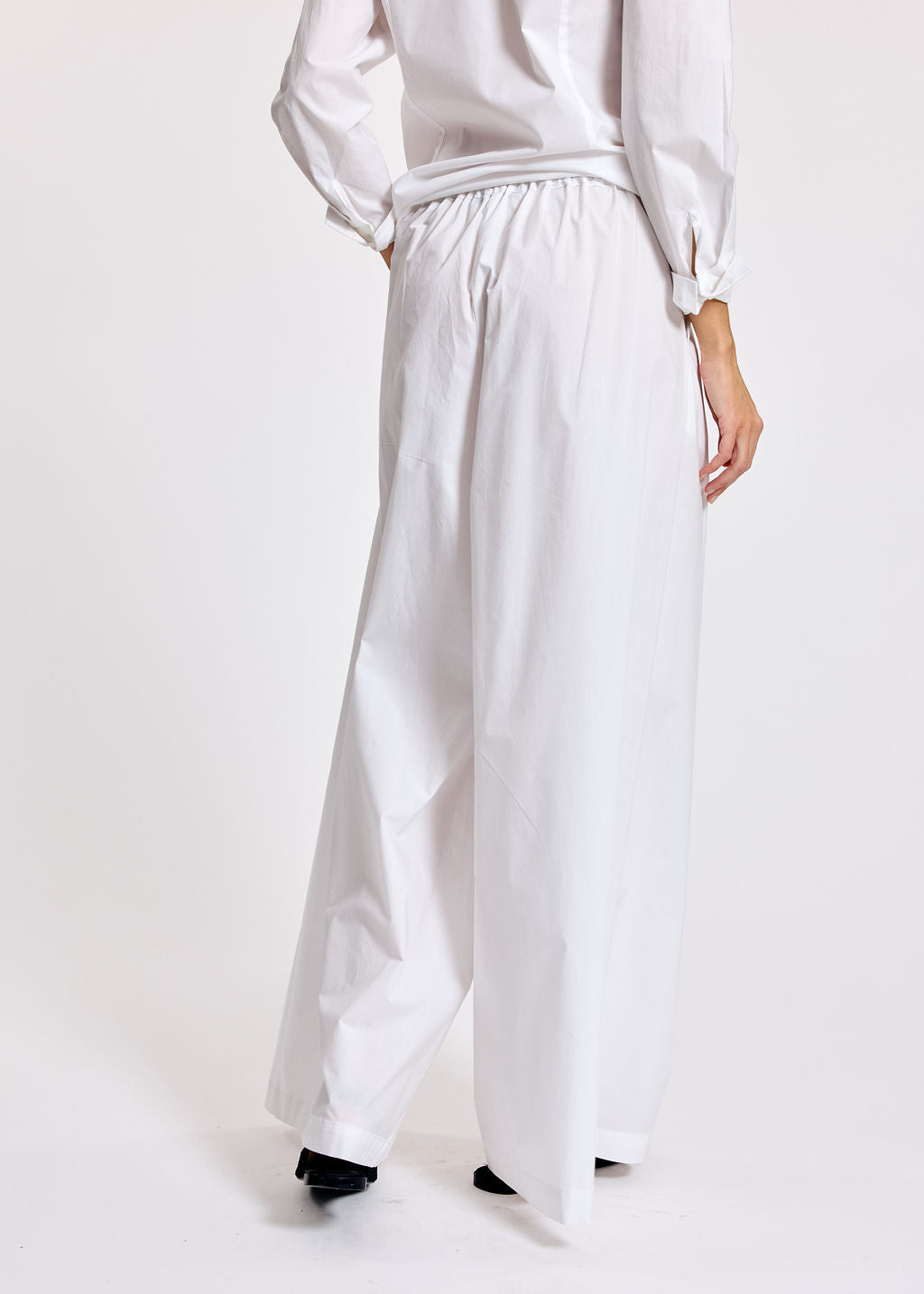 PANTALON LARGE EN POPELINE LORA BLANC