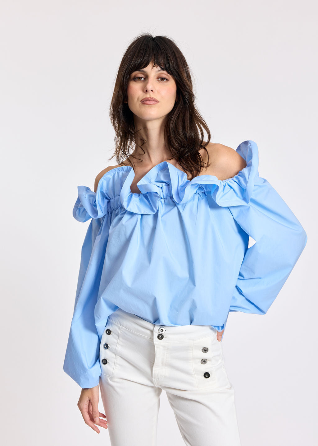 RIVA CIEL RUFFLED SHIRT