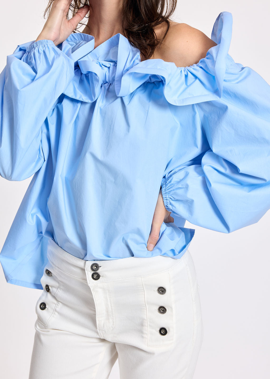 RIVA CIEL RUFFLED SHIRT