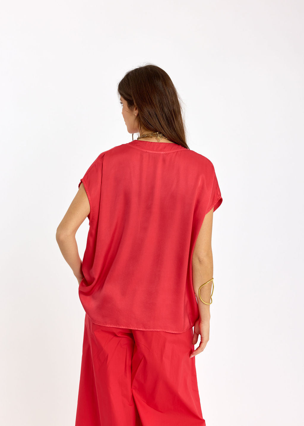 TOP UNI OVERSIZE TICKY ROUGE