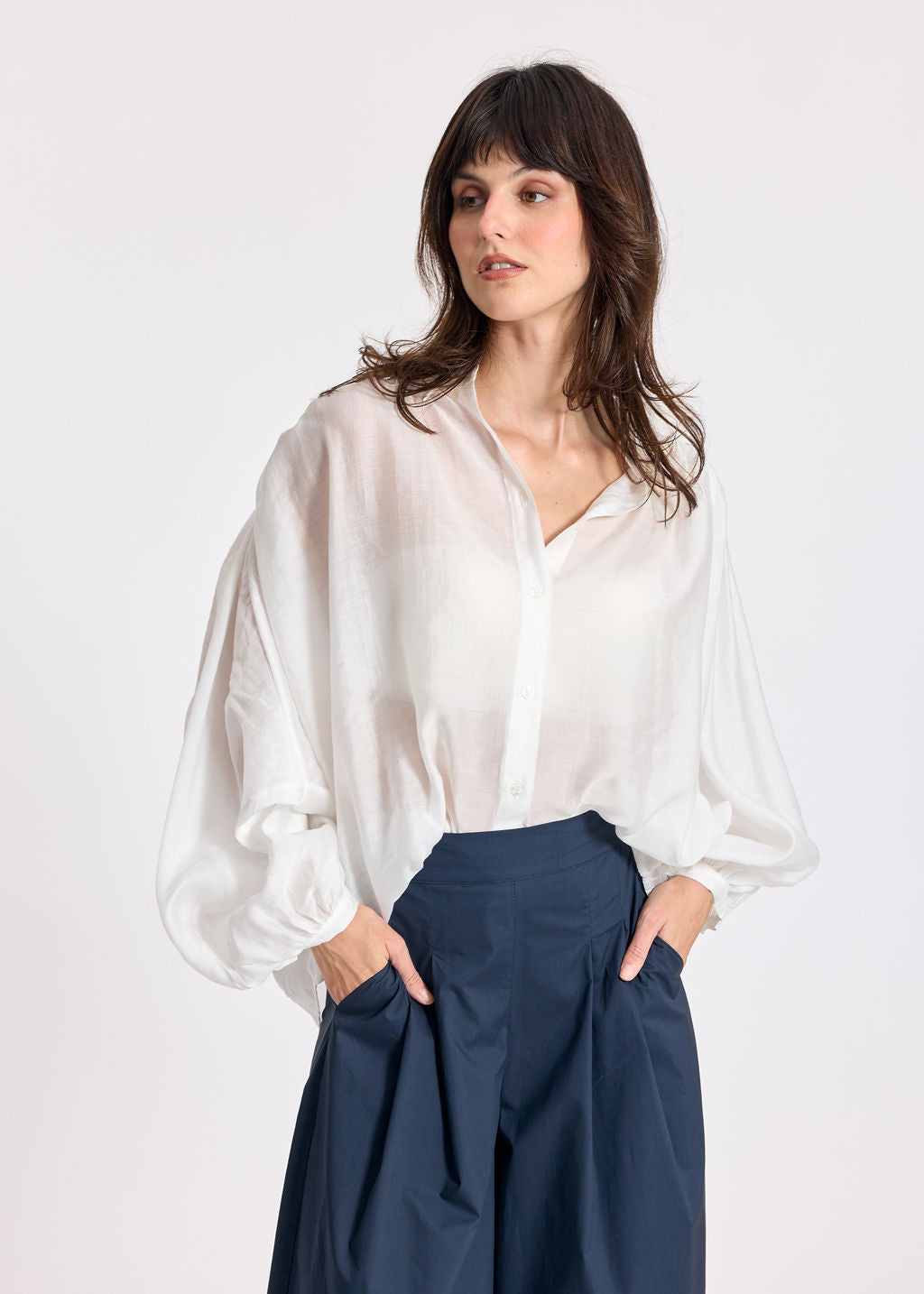 CHEMISE AMPLE COURTE SUMI ÉCRU