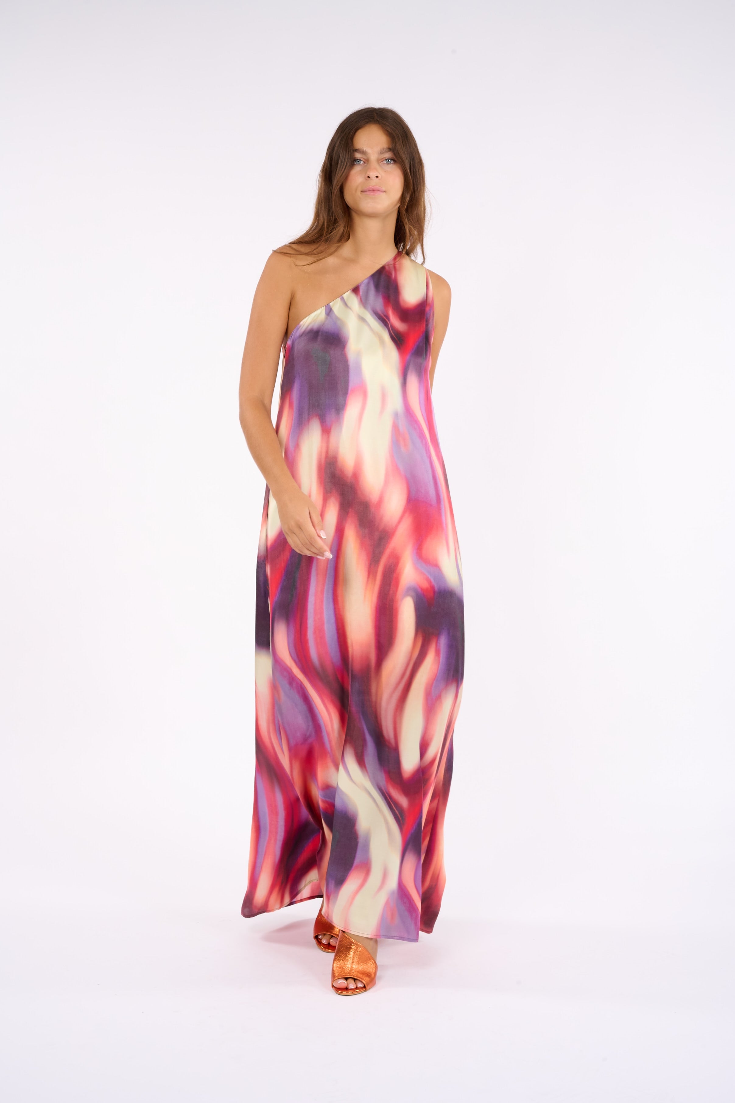 MARISA FLAM ONE-SHOULDER LONG DRESS