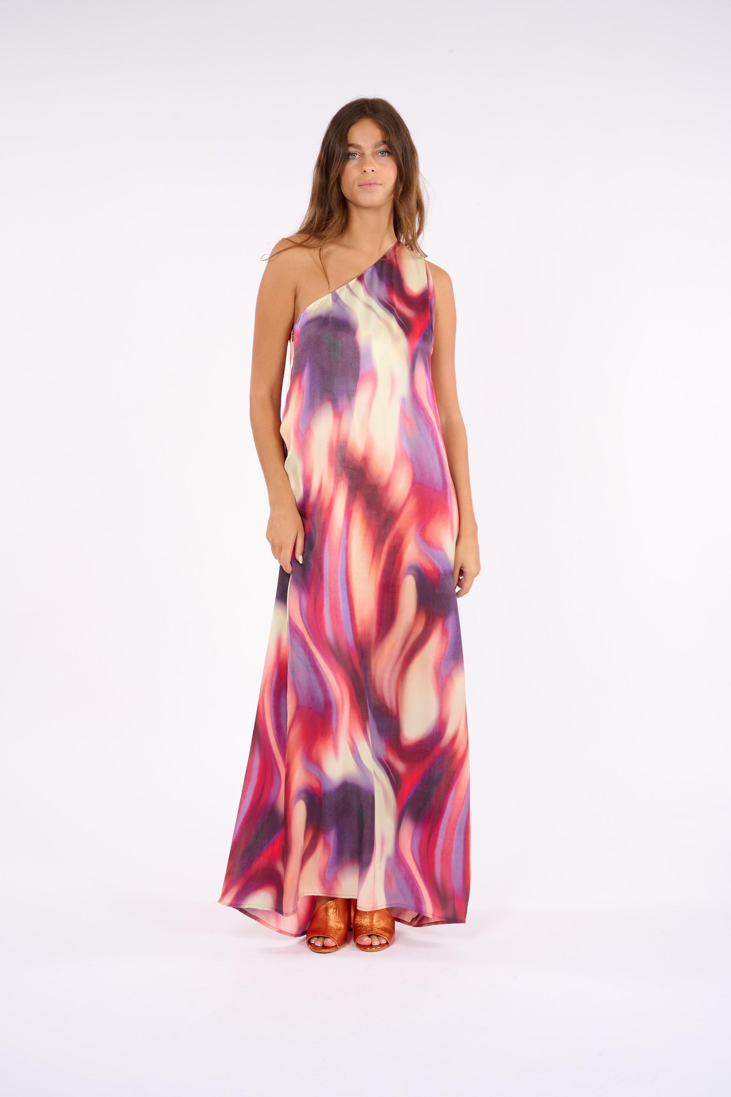 MARISA FLAM ONE-SHOULDER LONG DRESS