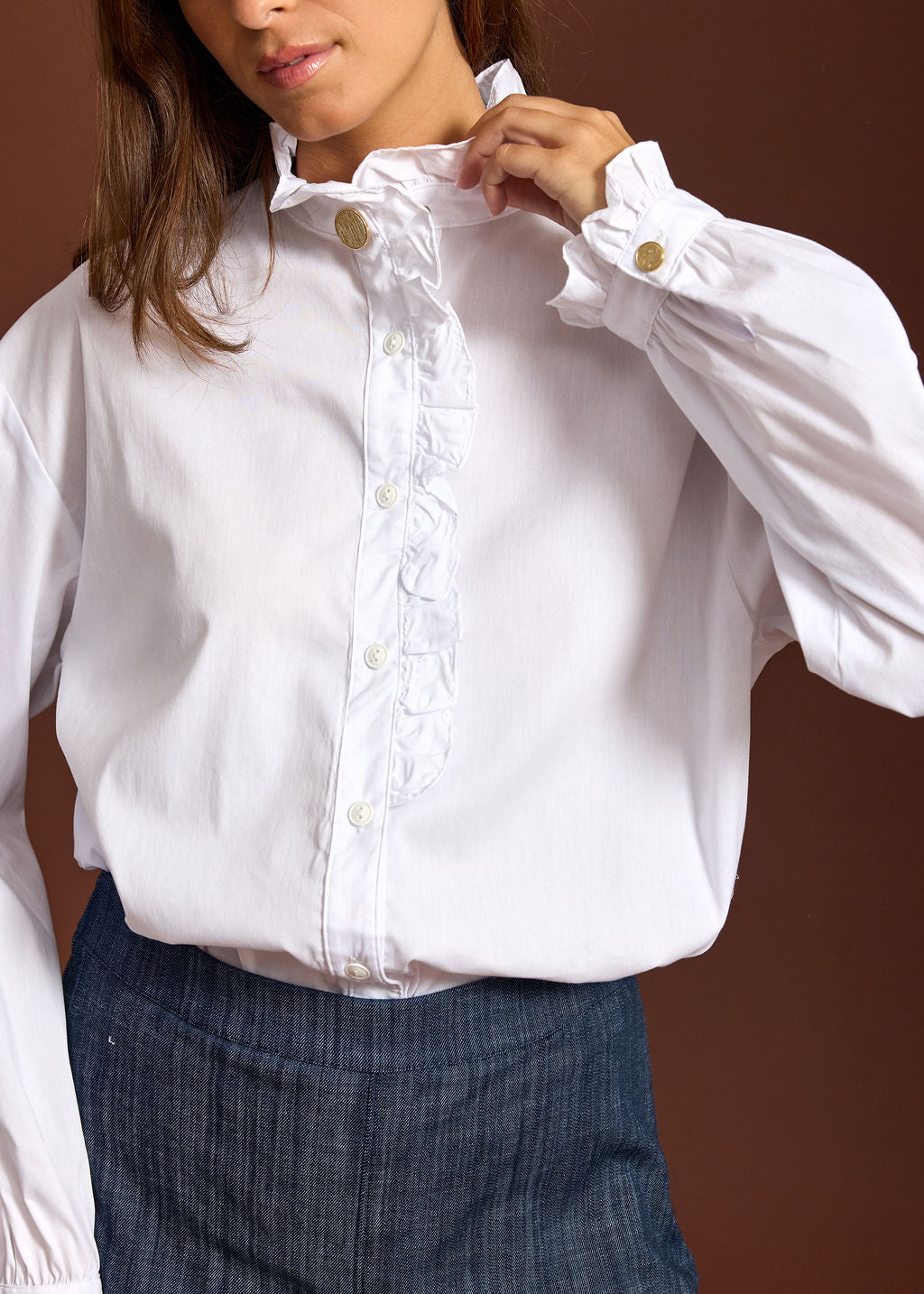 CHEMISE VOLANTÉE DIANA BLANC