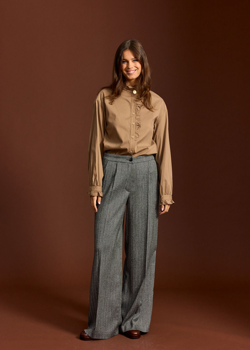 CHEMISE VOLANTÉE DIANA CAMEL