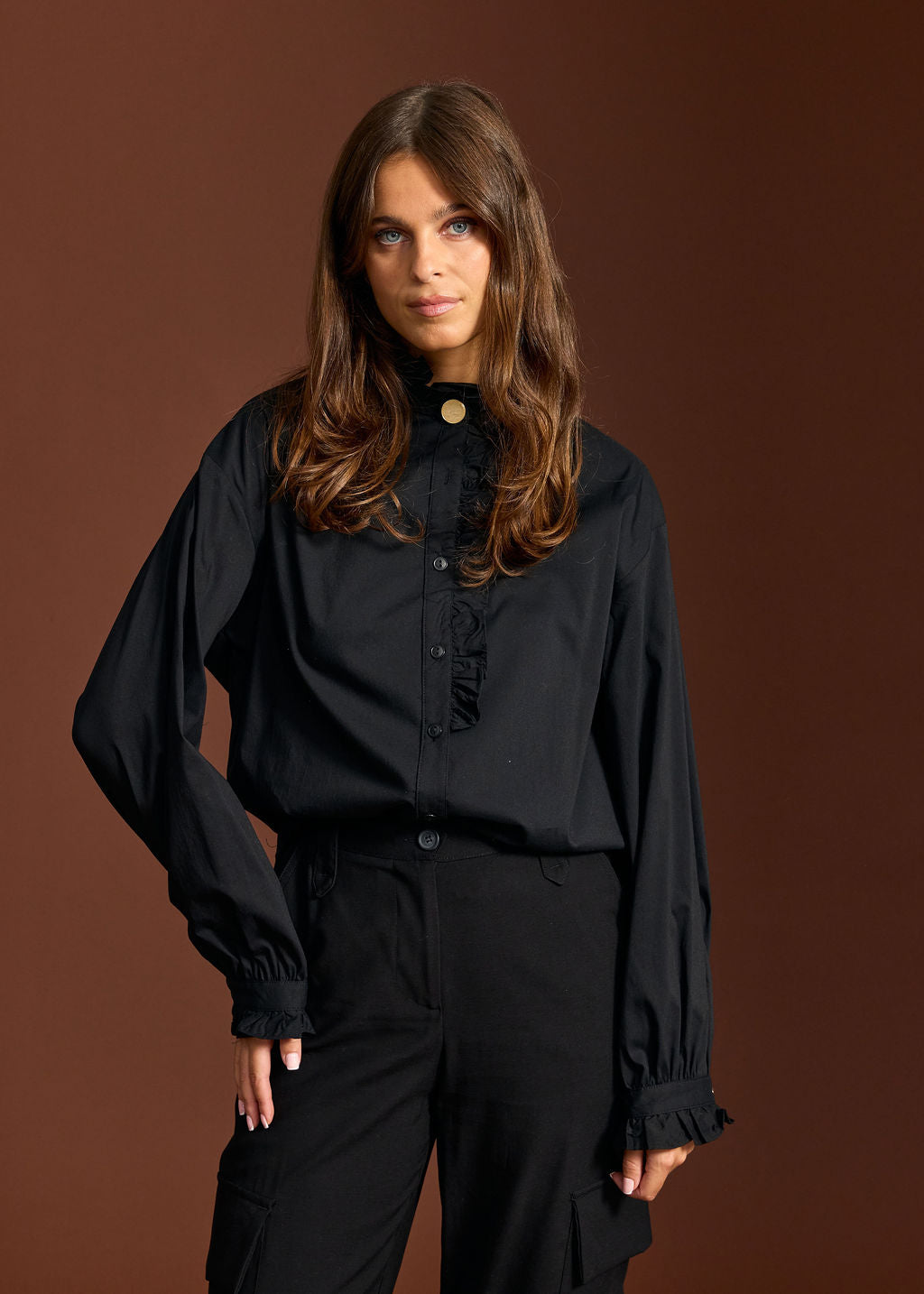 CHEMISE VOLANTÉE DIANA NOIR