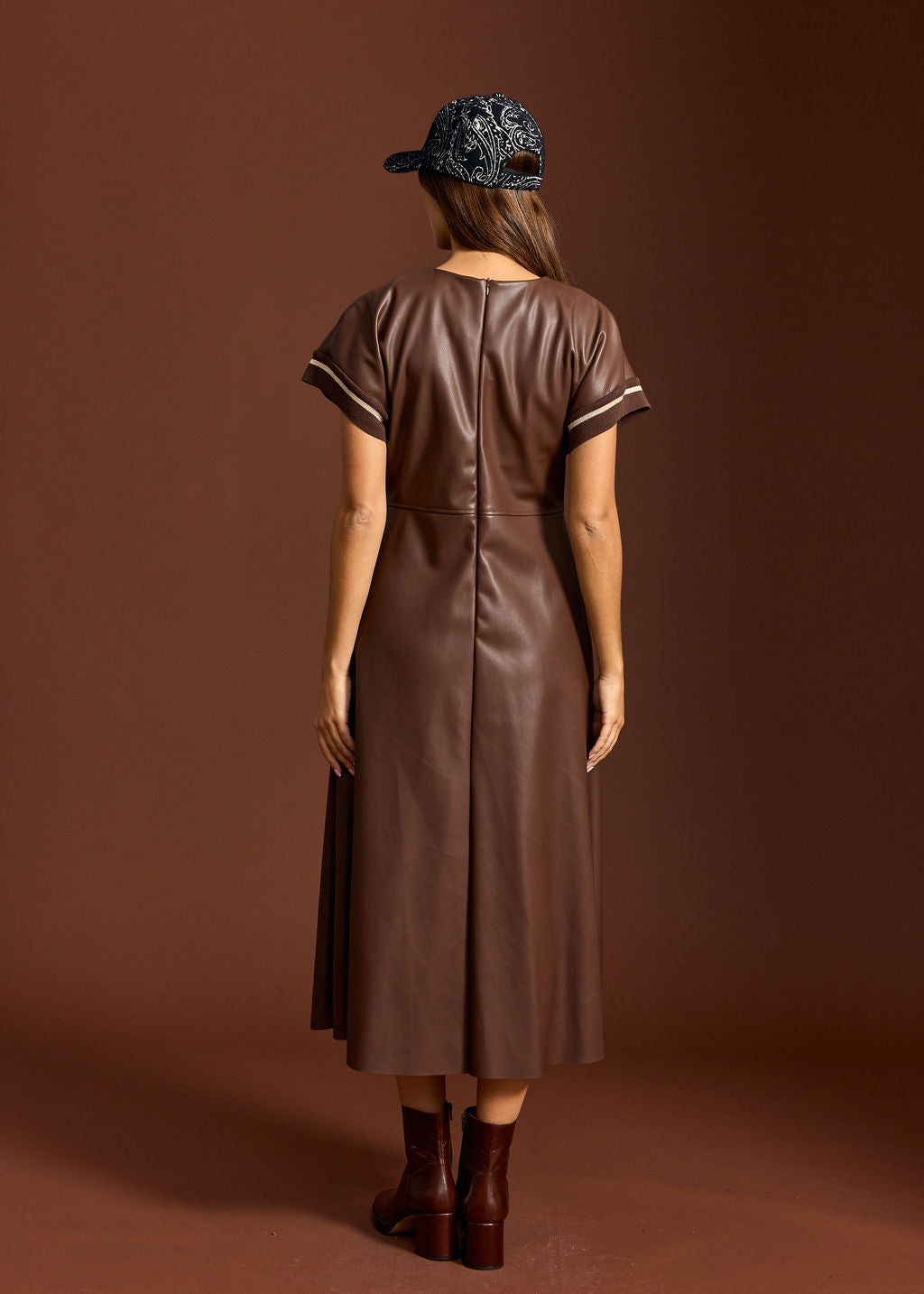 RANDY MOCHA FAUX LEATHER DRESS