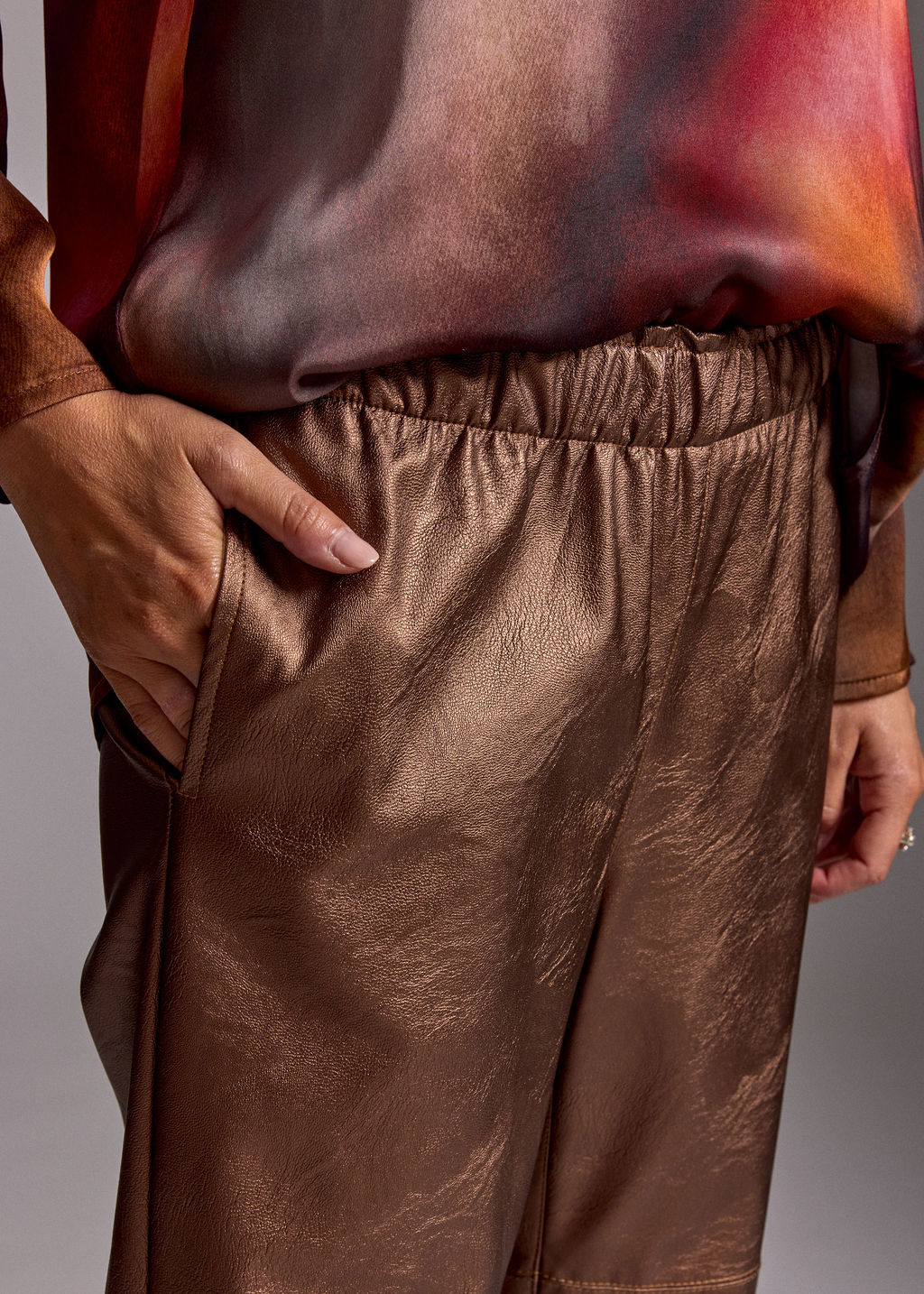 WOODY COPPER FAUX LEATHER PANTS