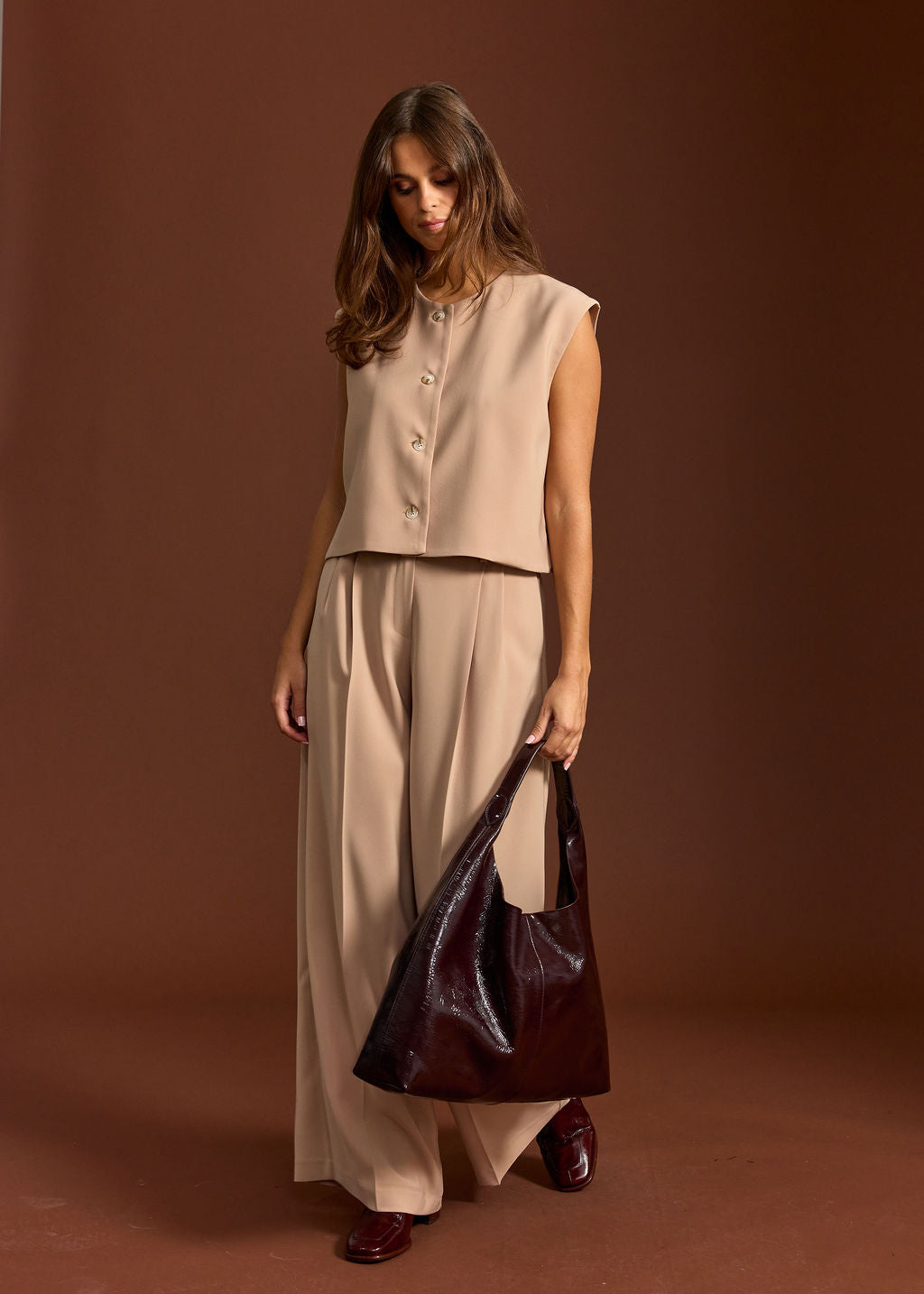 BIANCO CAMEL SHORT VEST