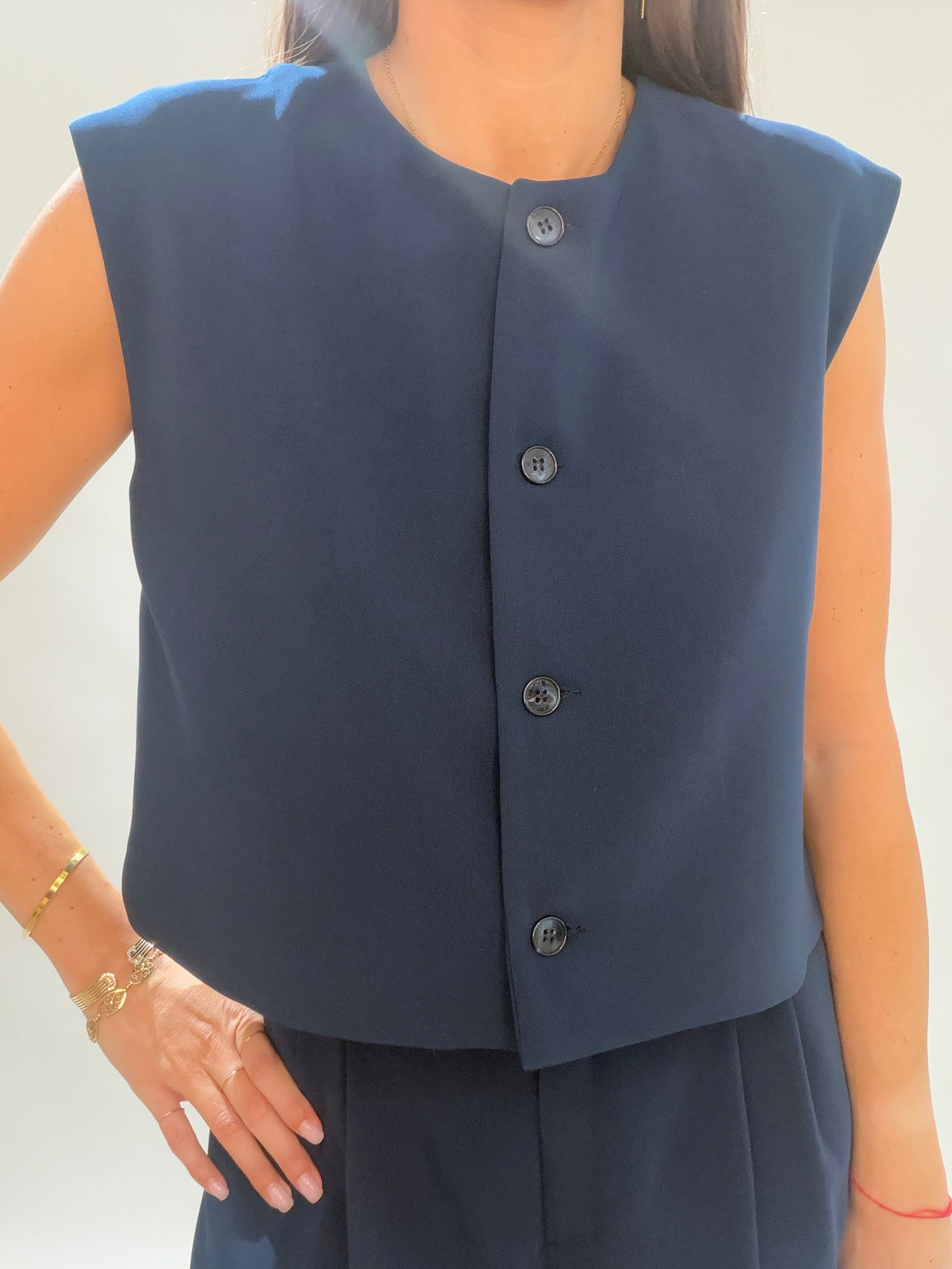 GILET COURT BIANCO MARINE