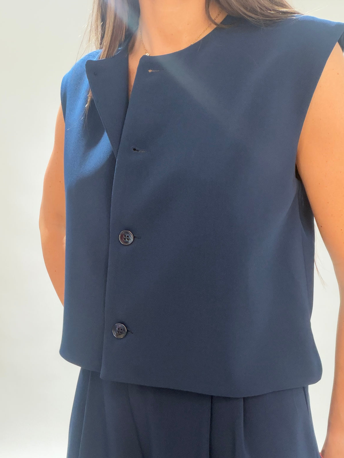 GILET COURT BIANCO MARINE