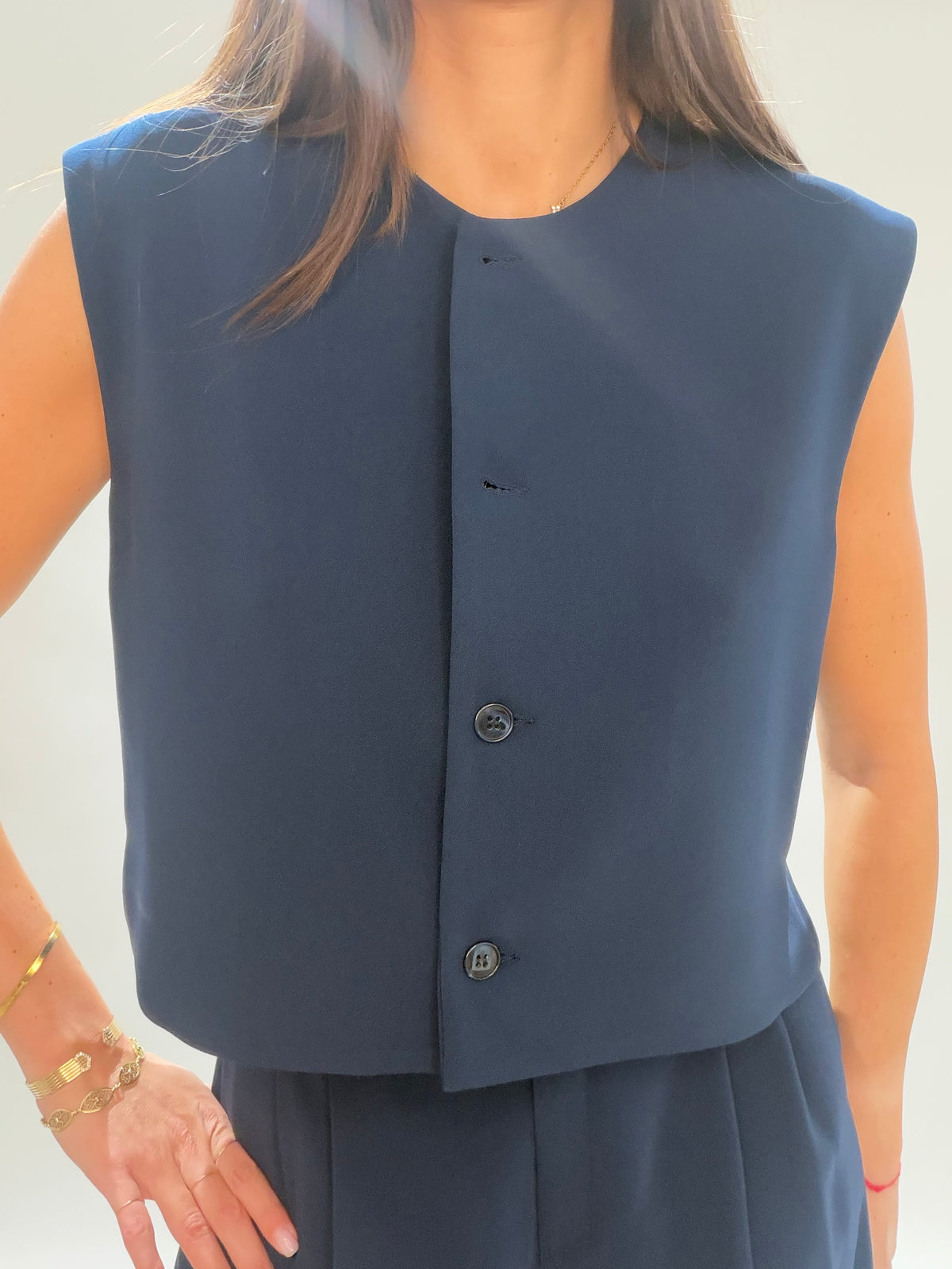 GILET COURT BIANCO MARINE