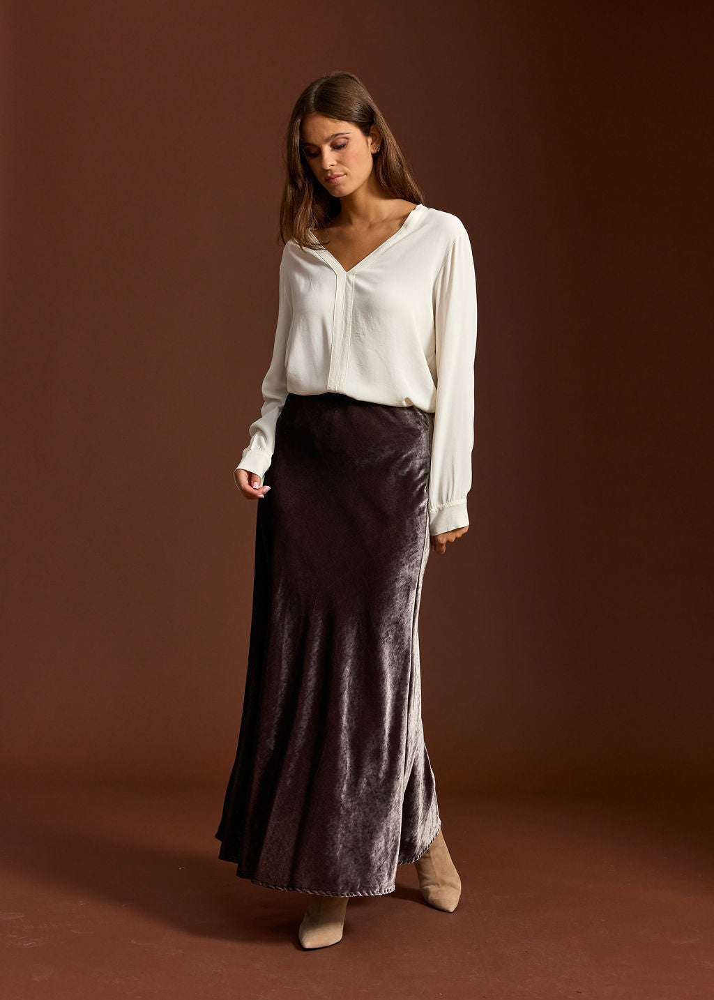 JUPE EN VELOURS JELLY SOURIS