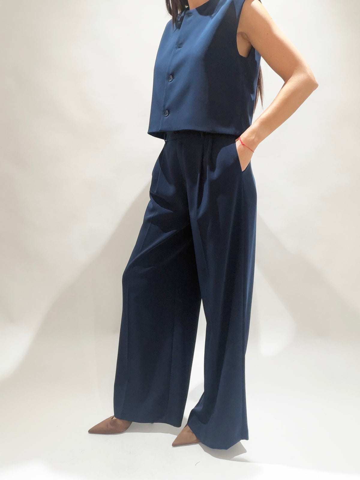 PANTALON FLUIDE À PINCES MATTI MARINE