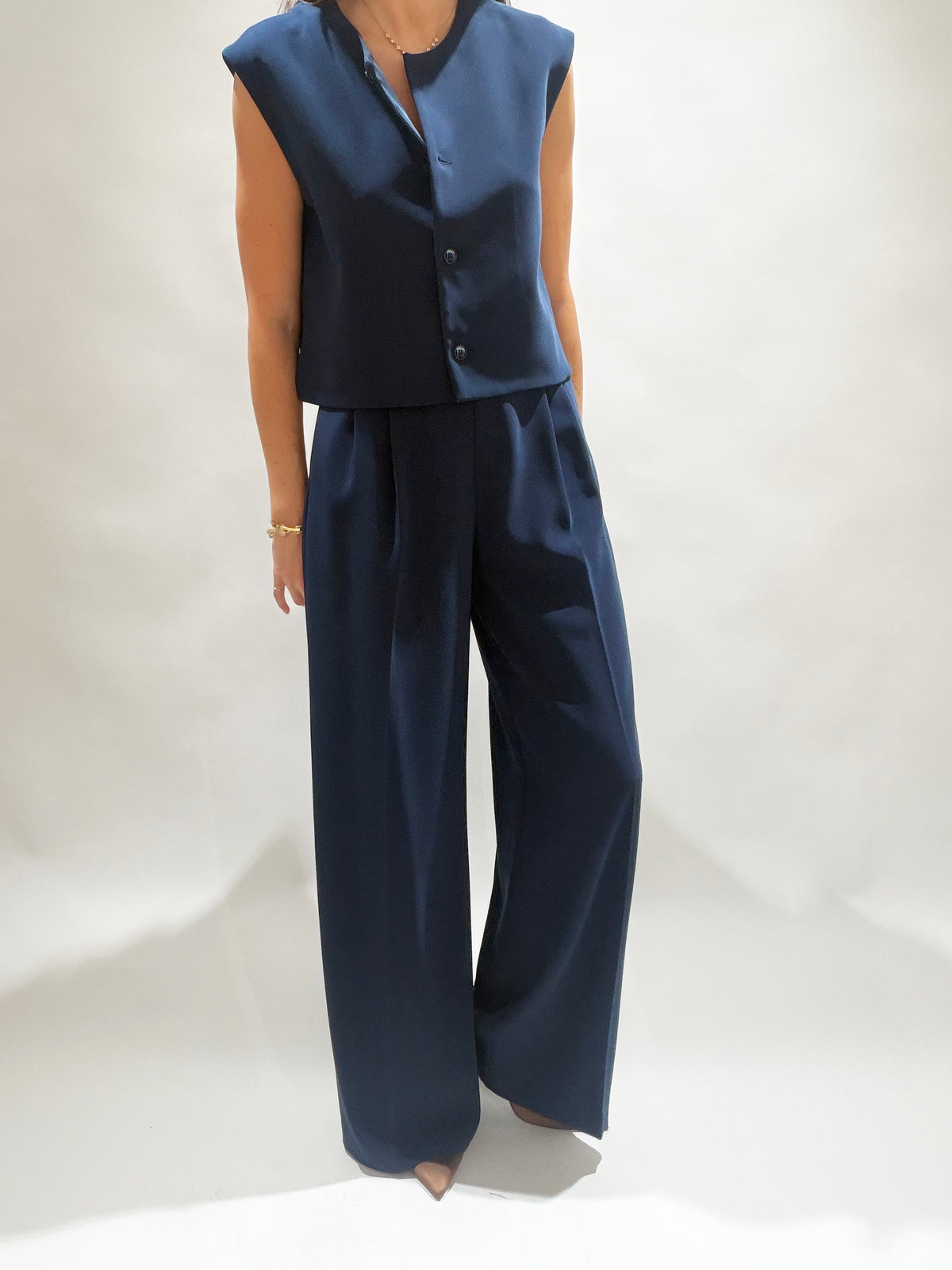 PANTALON FLUIDE À PINCES MATTI MARINE