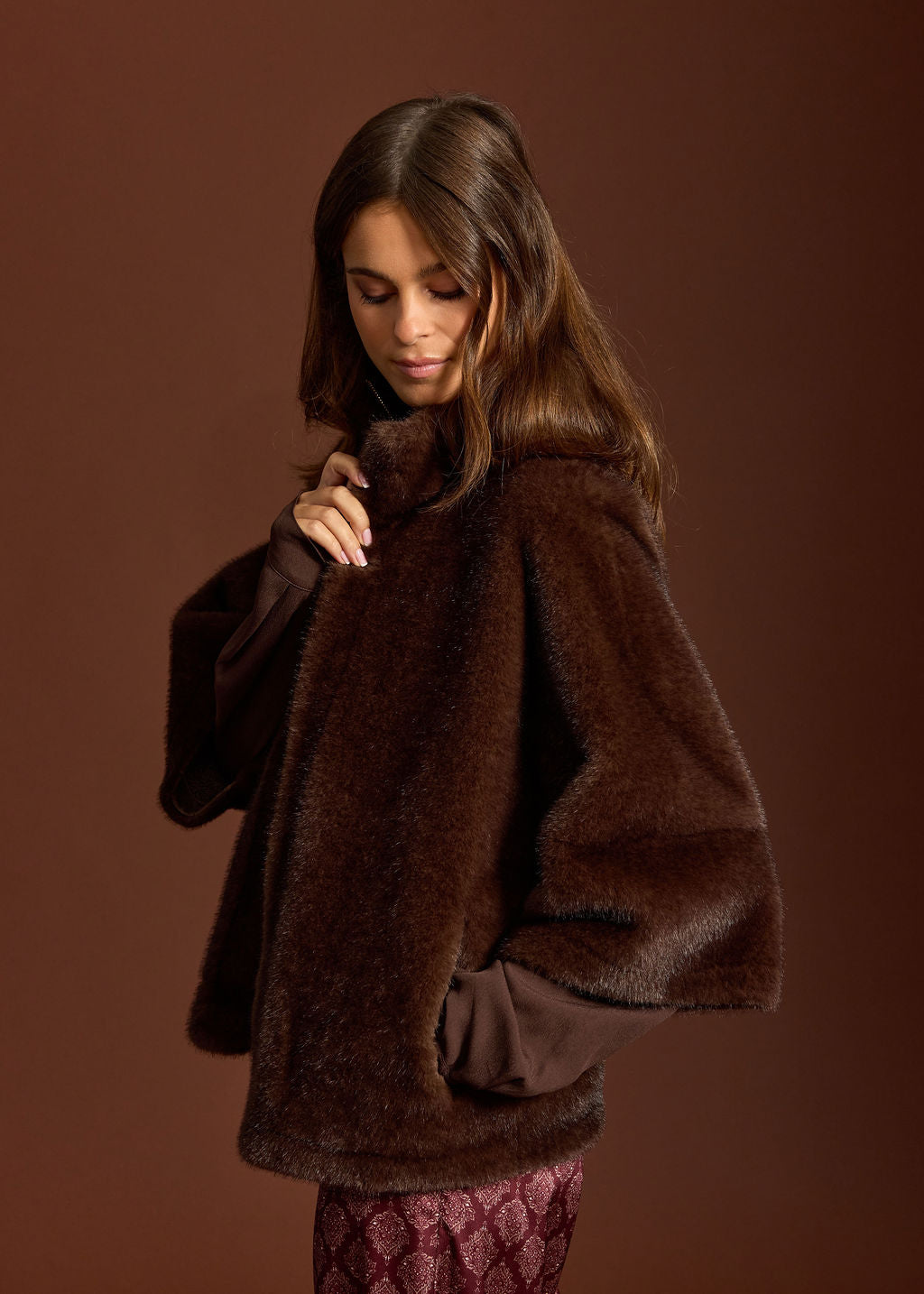 MELO CAFE 3/4 SLEEVE FAUX FUR JACKET - Lauren Vidal