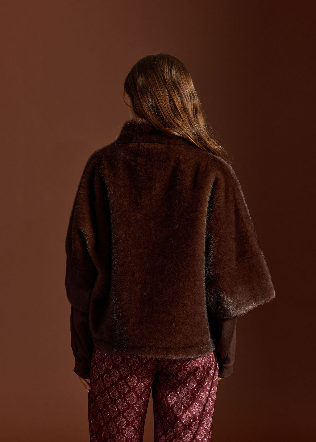 VESTE EN FAUSSE FOURRURE MANCHES 3/4 MELO CAFE