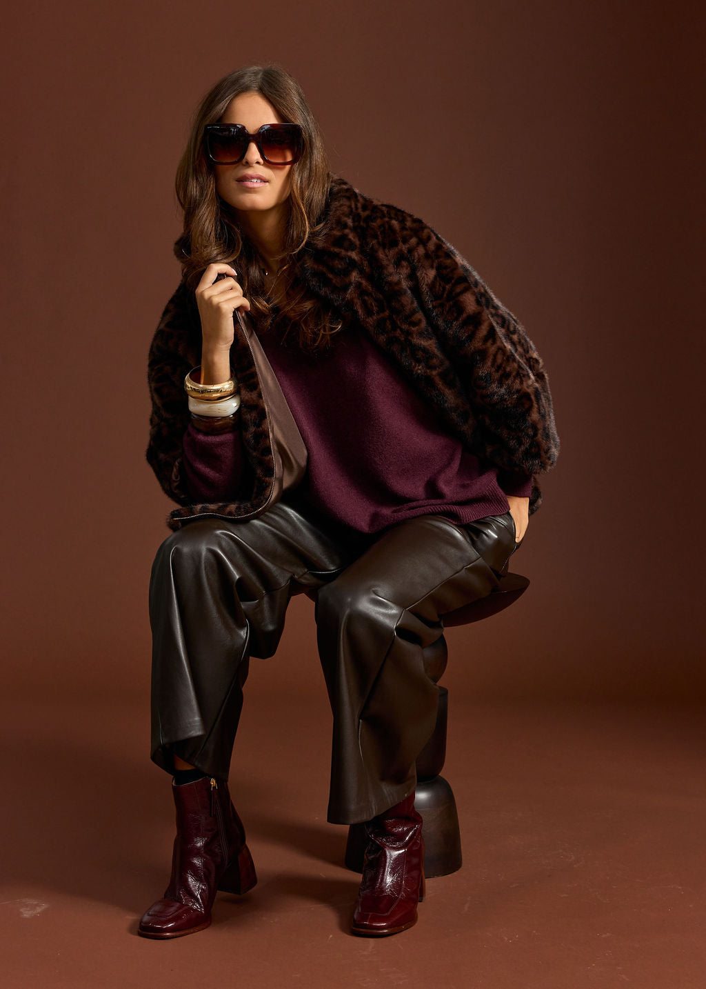 MELVA WID LEOPARD FAUX FUR JACKET