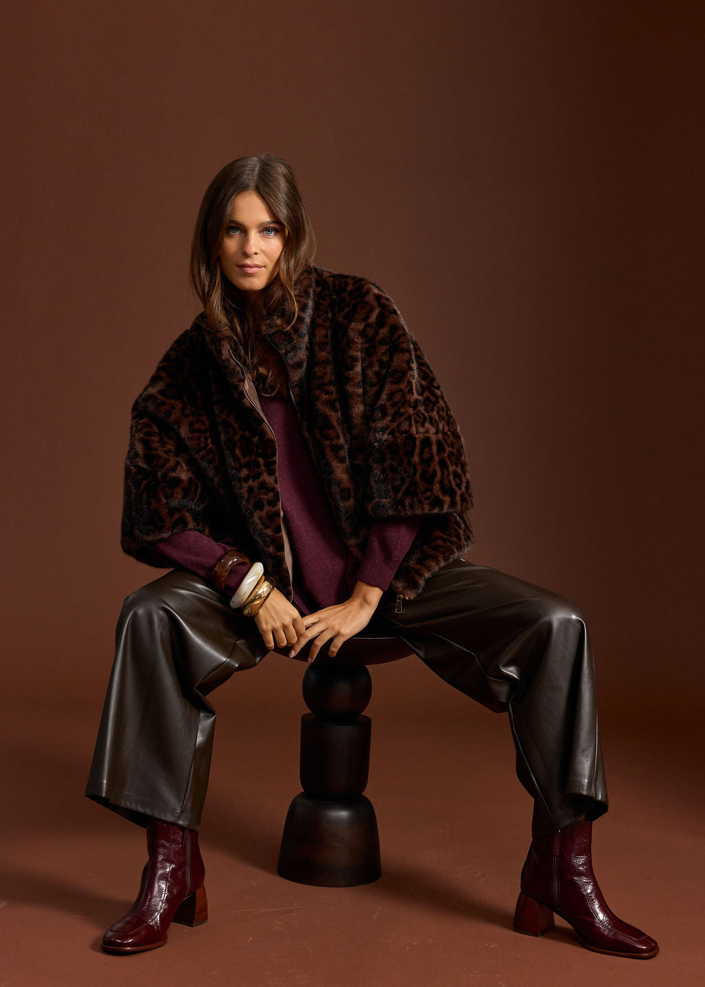 MELVA WILD LEOPARD FAUX FUR JACKET