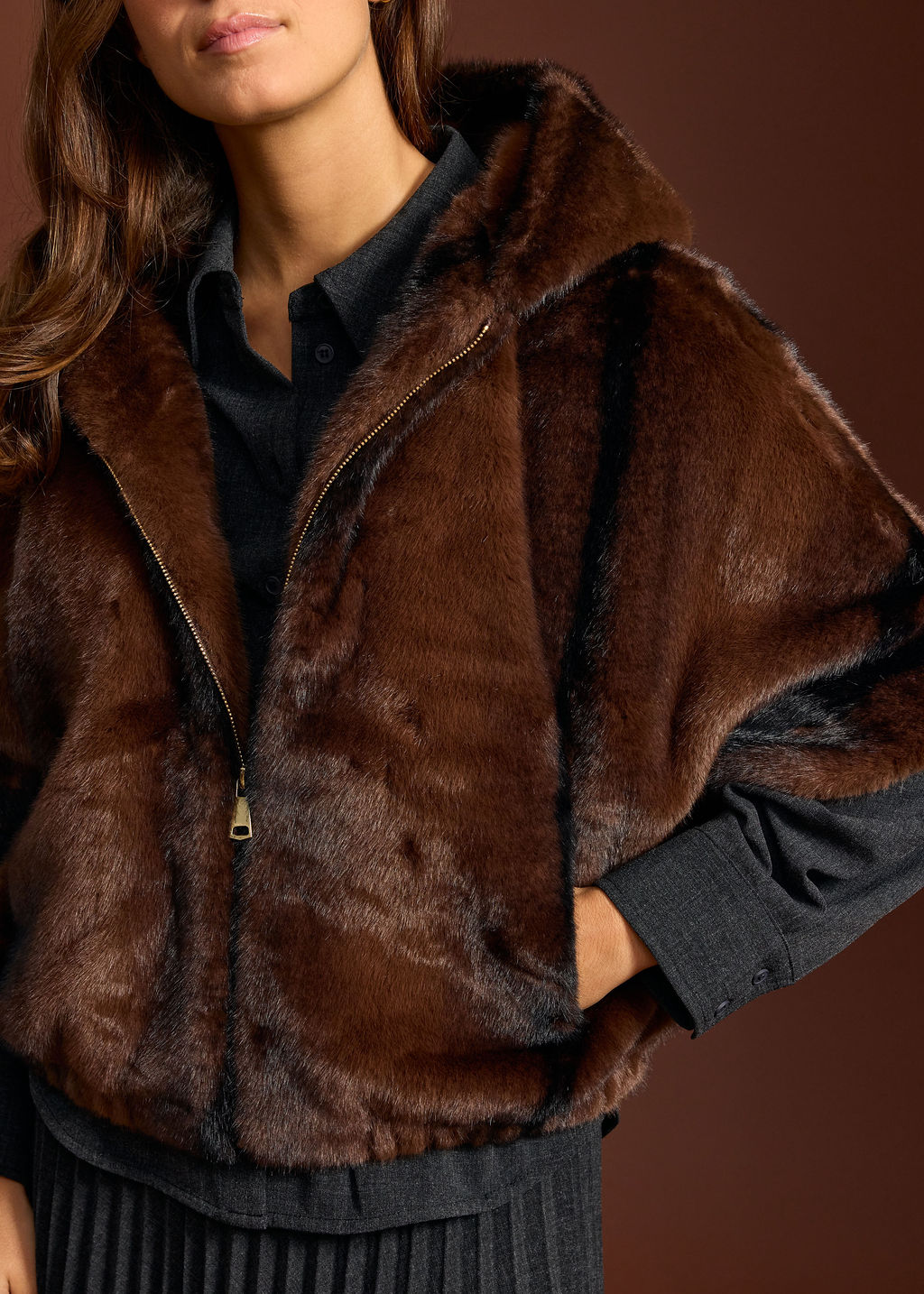 MOLLI CAFE SHORT FAUX FUR JACKET