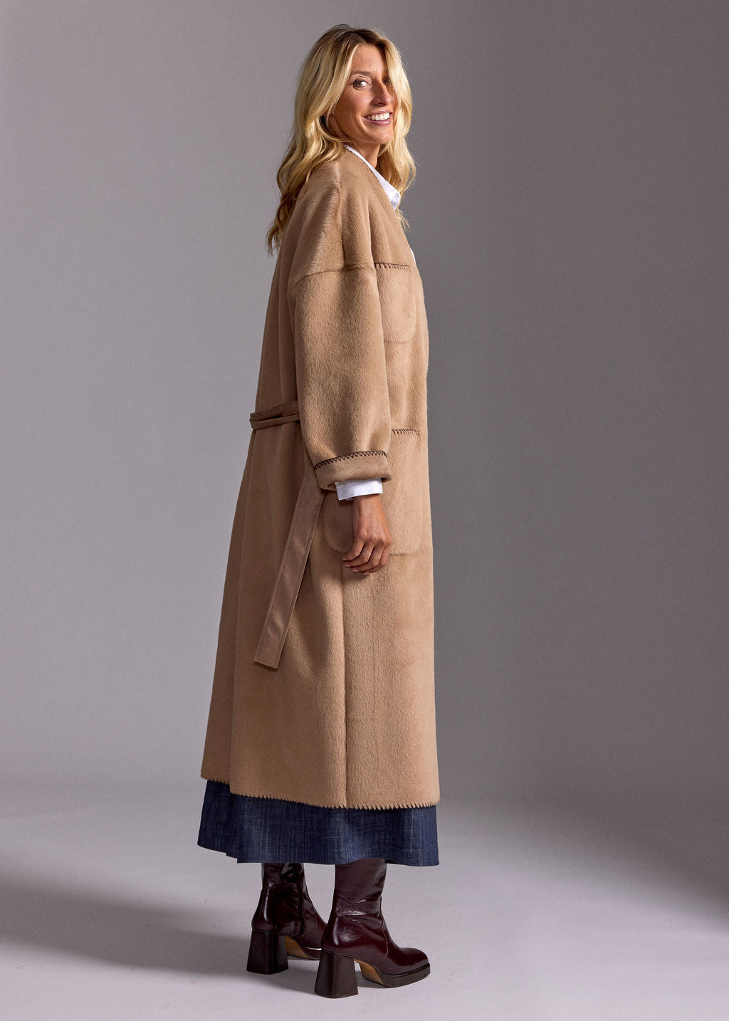 RALF BEIGE FAUX FUR COAT