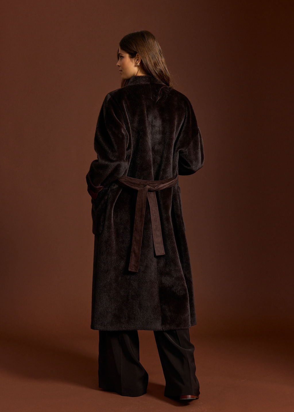 MANTEAU EN FAUSSE FOURRURE RALF CAFE