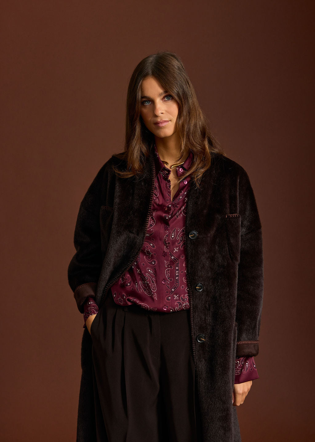 MANTEAU EN FAUSSE FOURRURE RALF CAFE