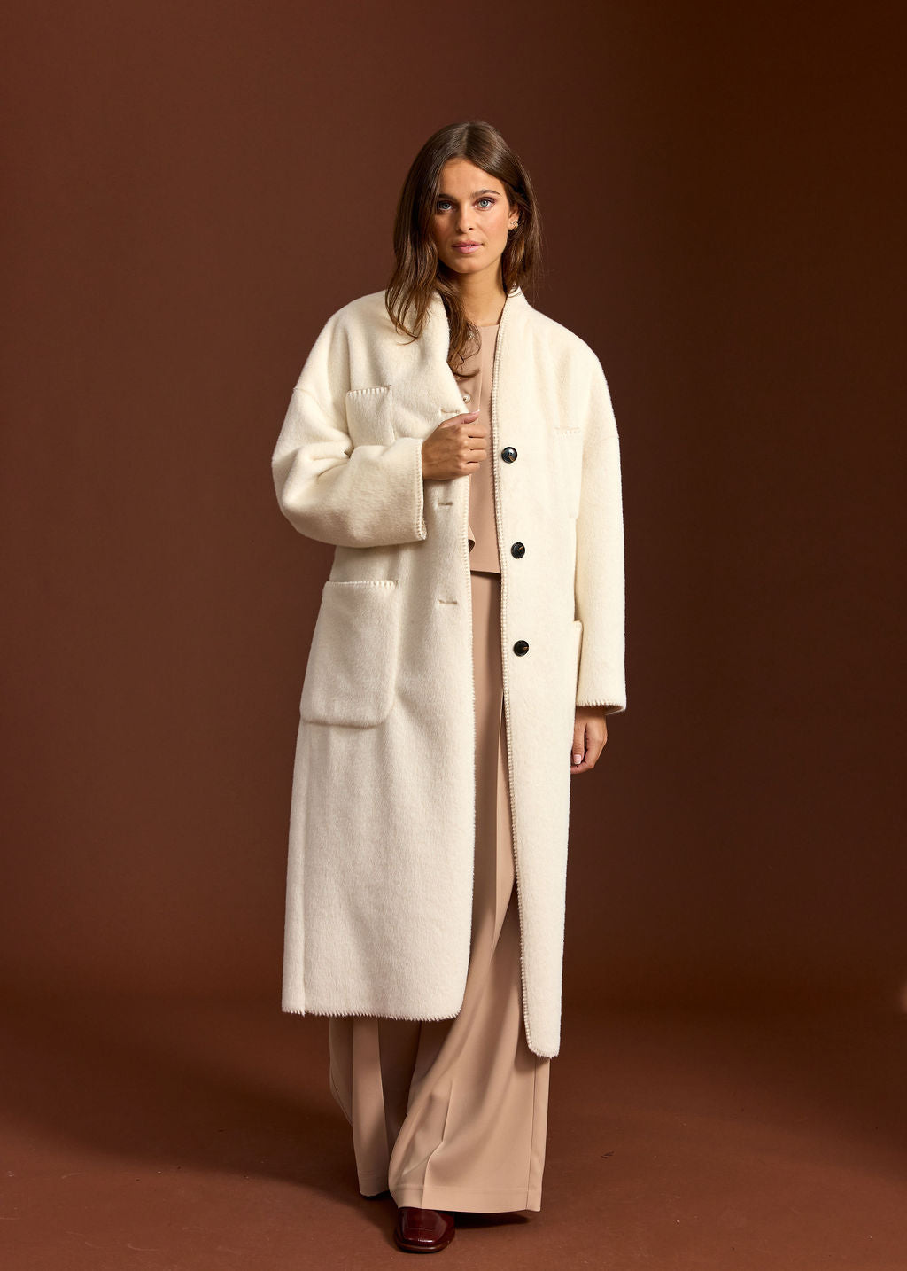 RALF CREAM FAUX FUR COAT