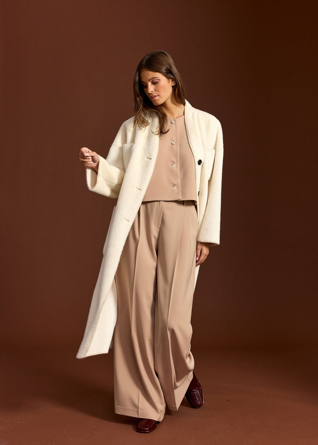 MANTEAU EN FAUSSE FOURRURE RALF CREME