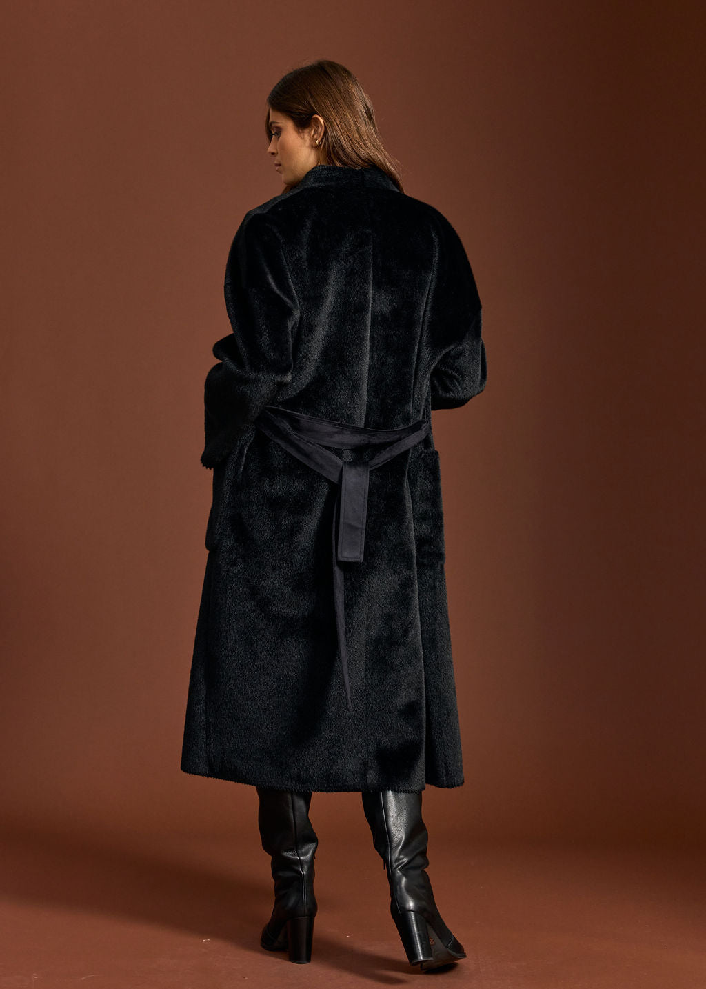 MANTEAU EN FAUSSE FOURRURE RALF NOIR