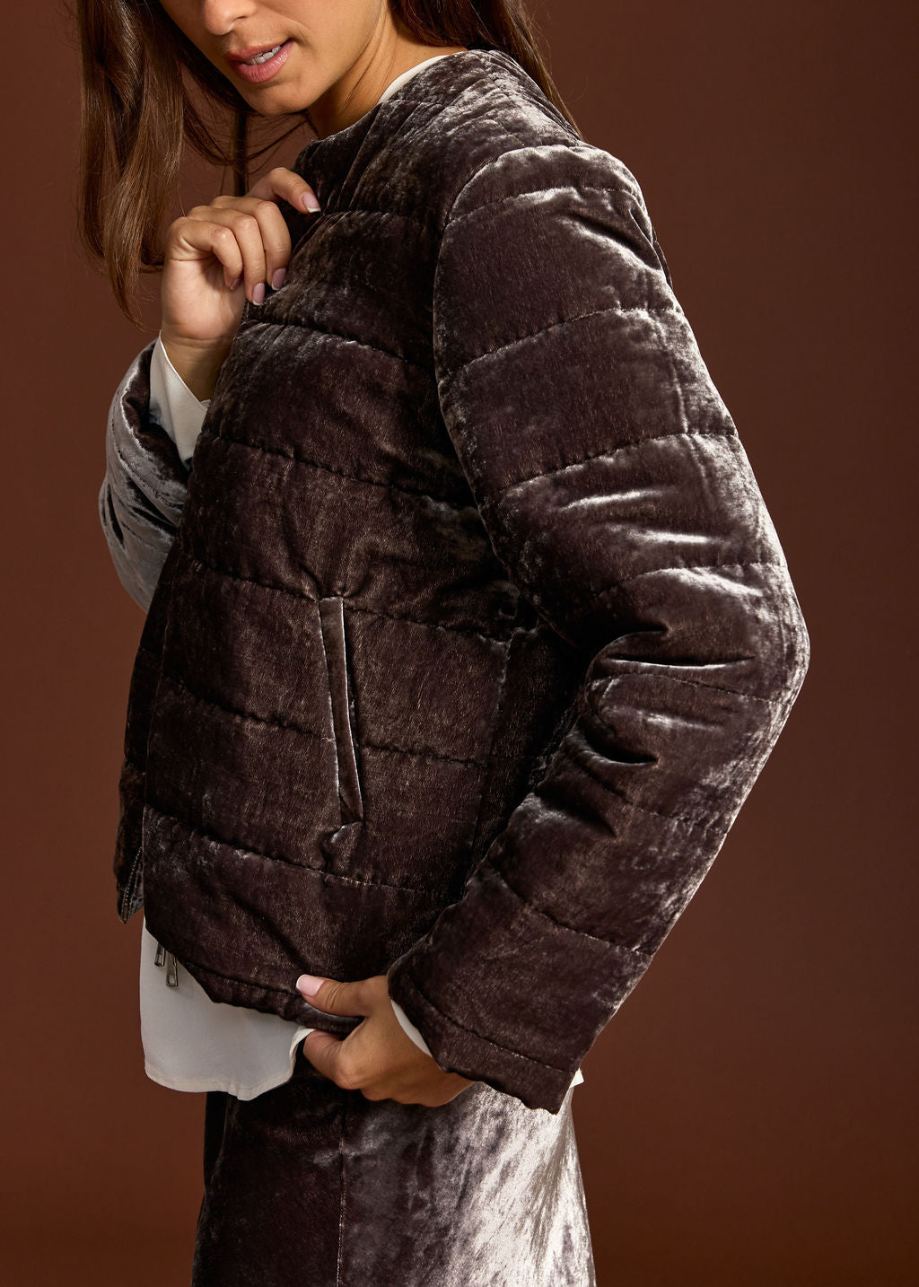 MOUSE SHELL QUILTED VELVET JACKET