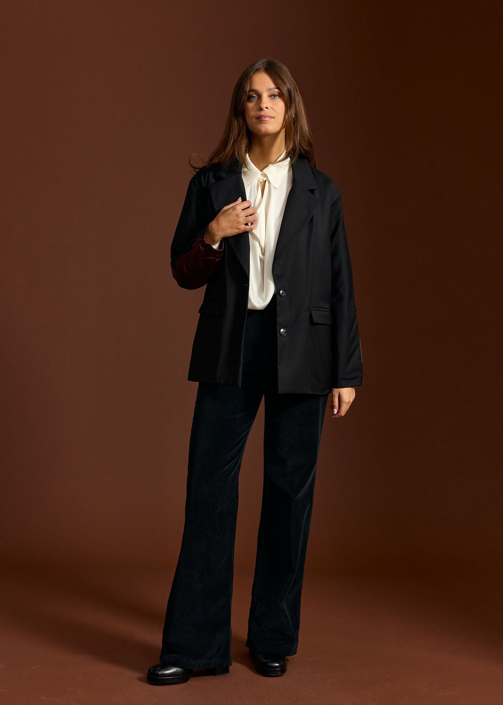 SILAM MOKA BI-MATERIAL BLAZER JACKET